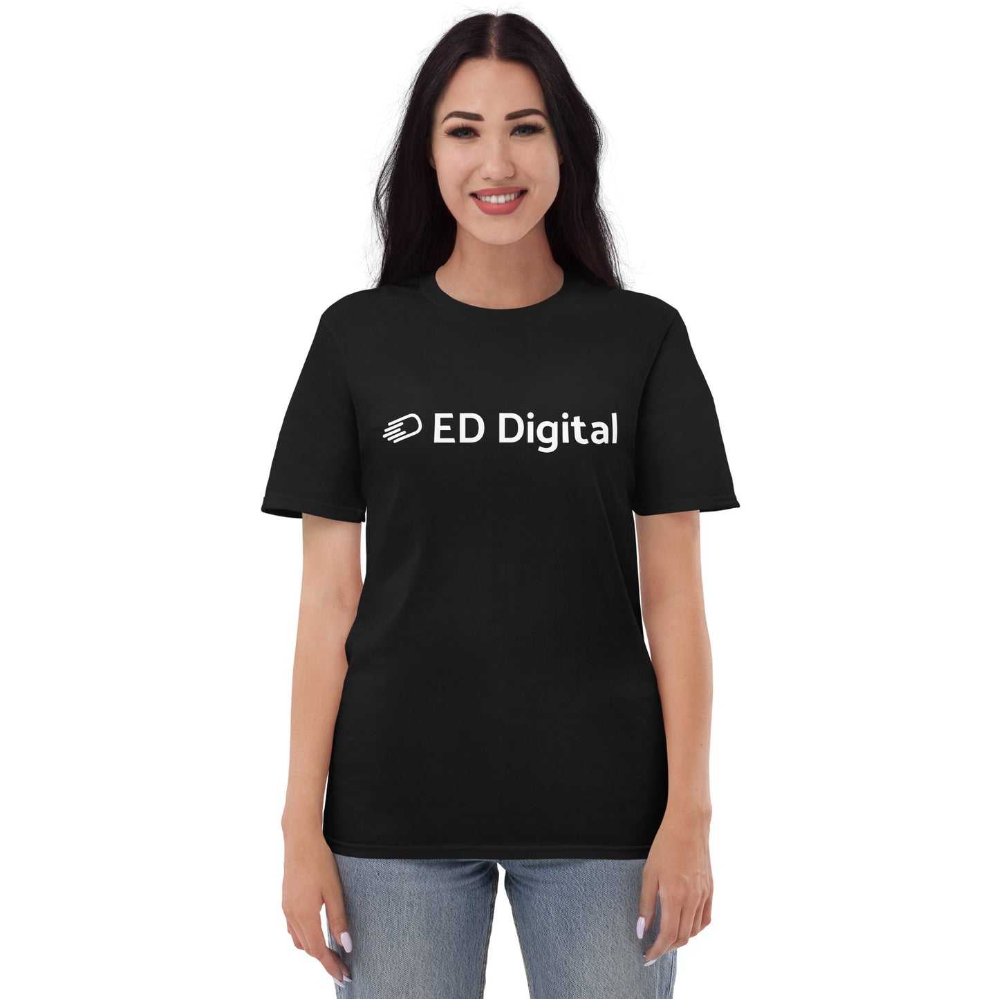 Black Short-Sleeve T-Shirt with White Logo