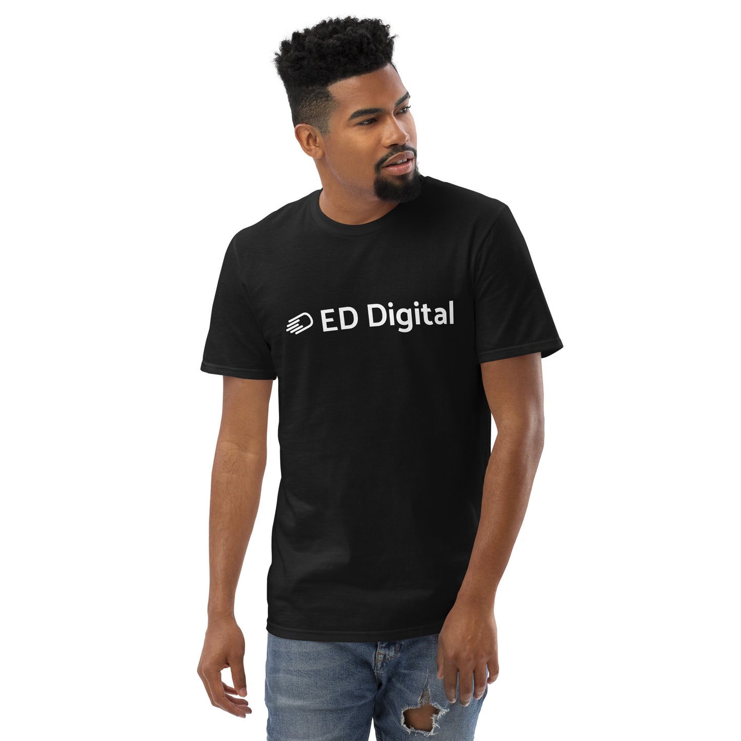 Black Short-Sleeve T-Shirt with White Logo