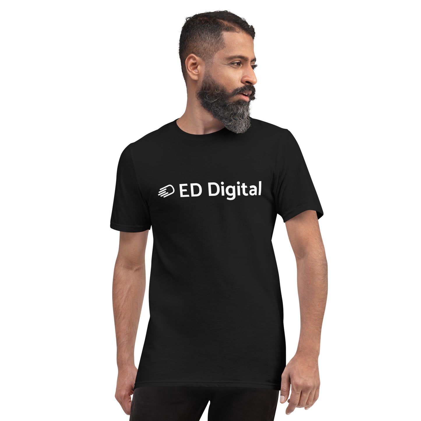 Black Short-Sleeve T-Shirt with White Logo