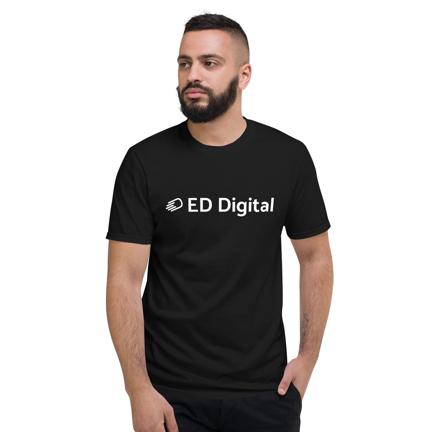 Black Short-Sleeve T-Shirt with White Logo