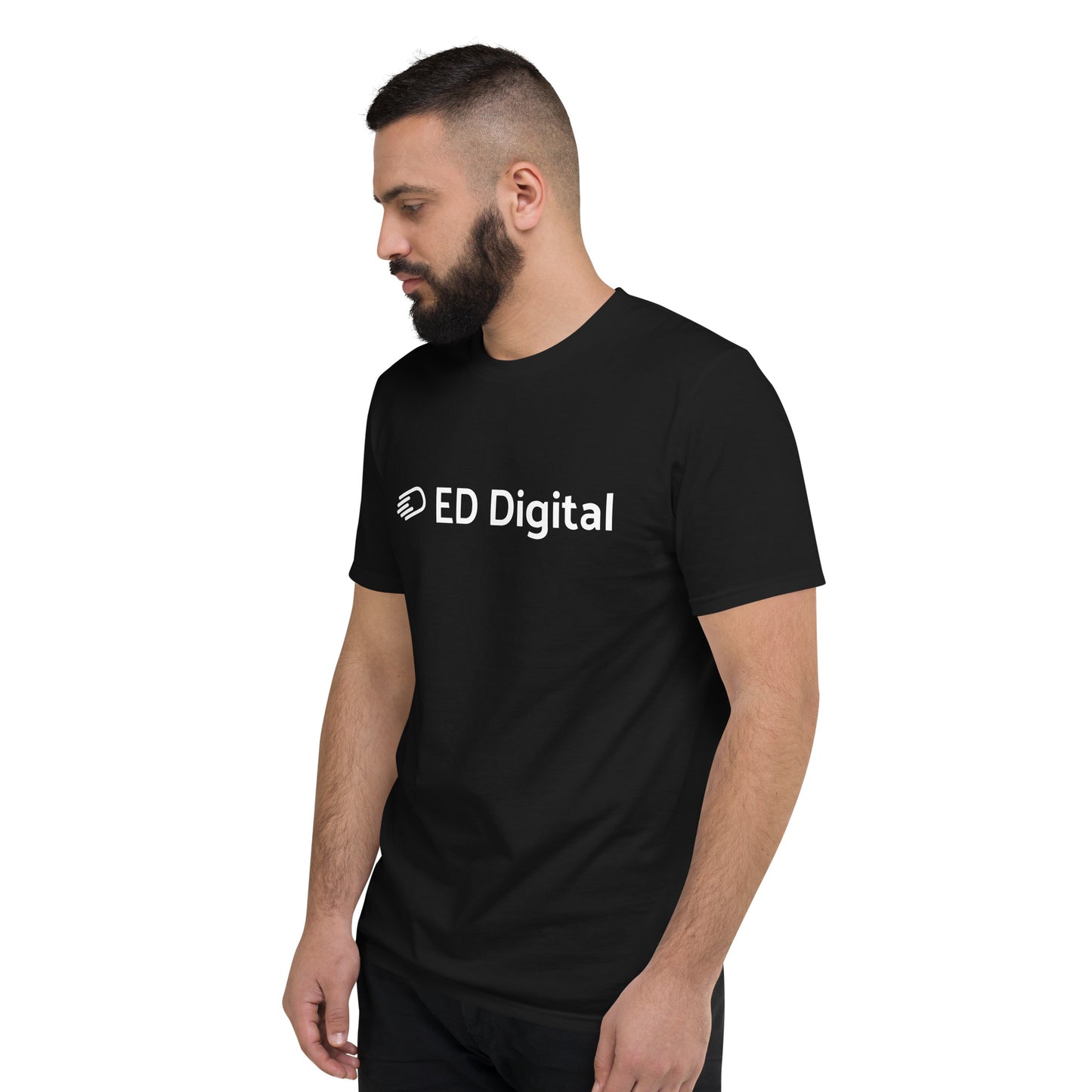 Black Short-Sleeve T-Shirt with White Logo