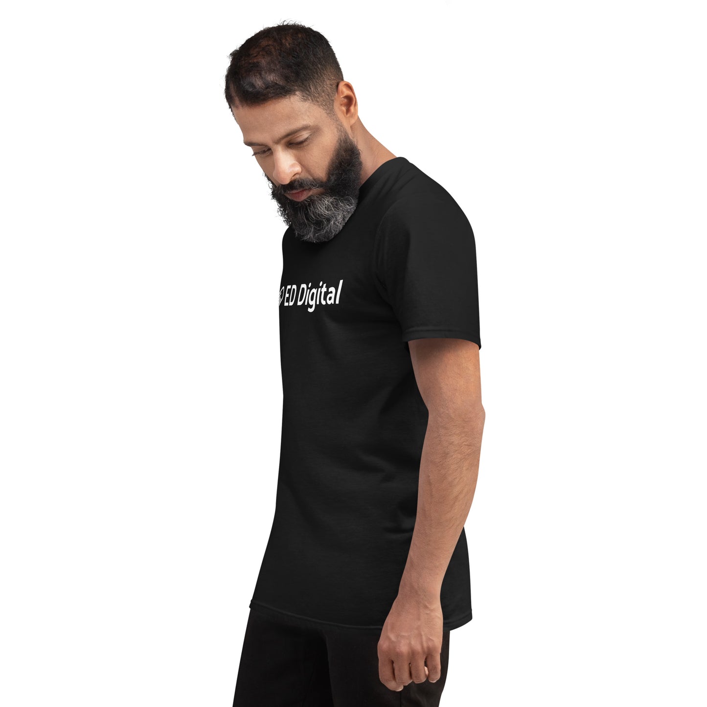 Black Short-Sleeve T-Shirt with White Logo
