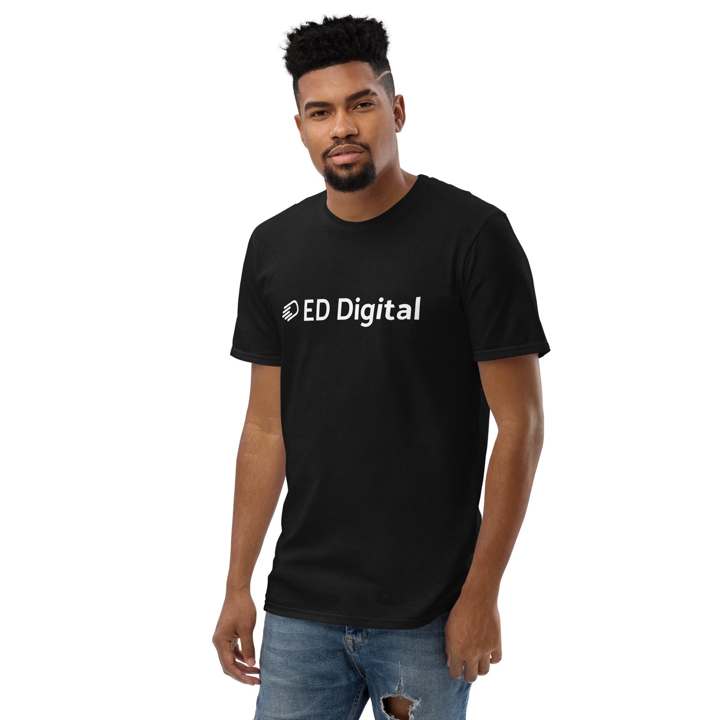 Black Short-Sleeve T-Shirt with White Logo