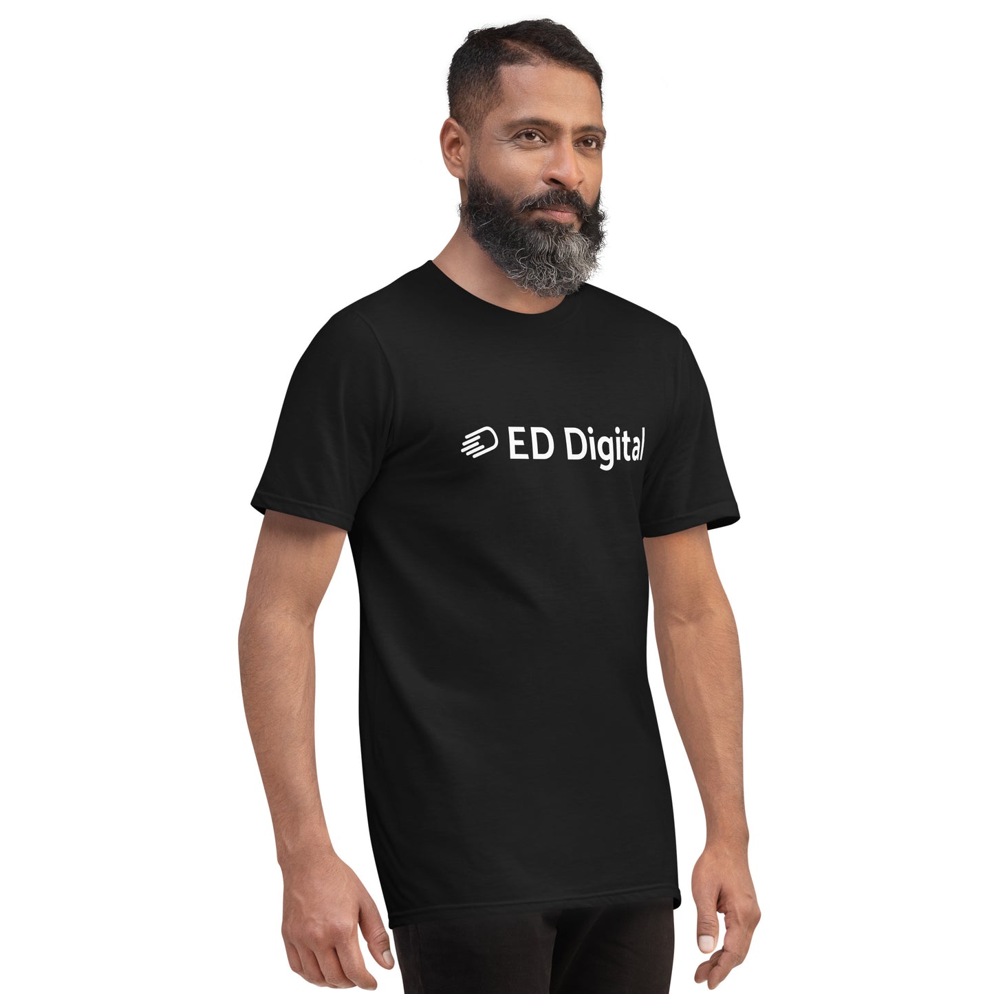 Black Short-Sleeve T-Shirt with White Logo