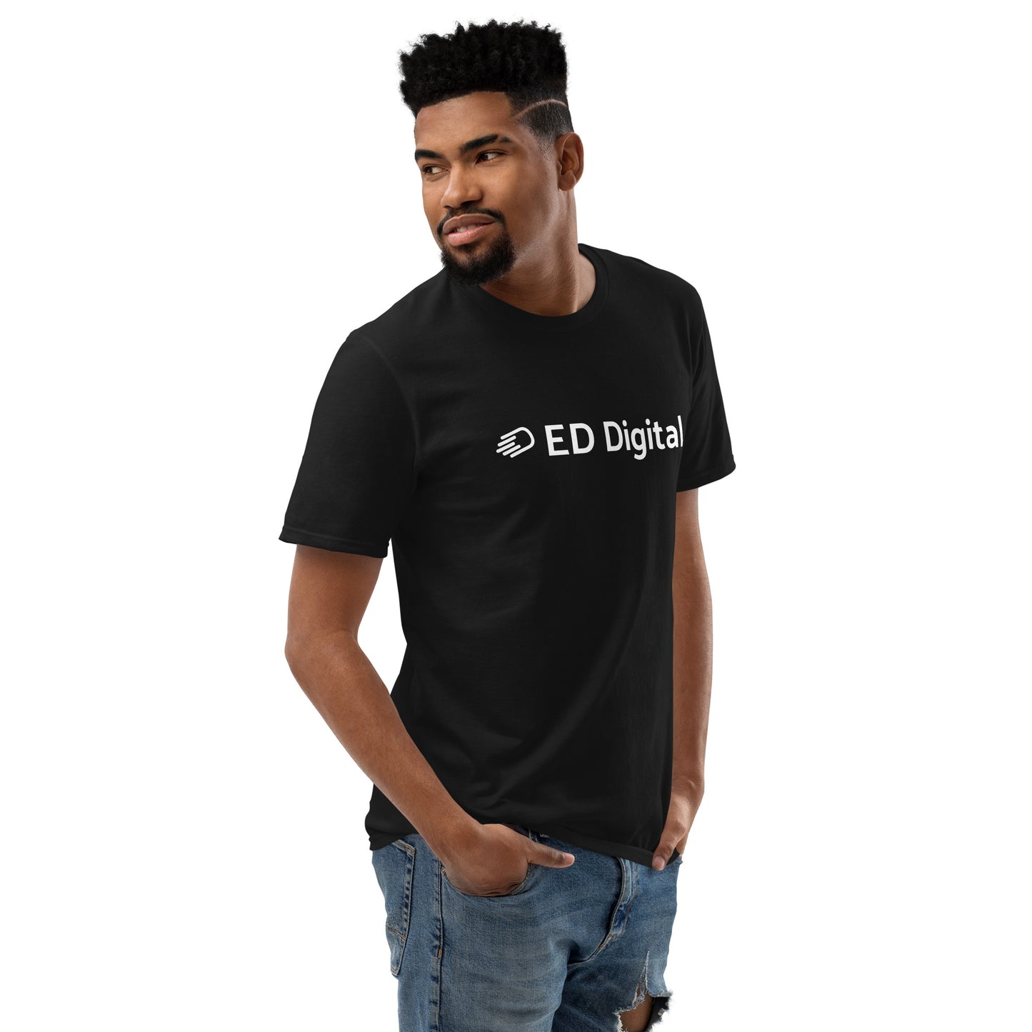 Black Short-Sleeve T-Shirt with White Logo