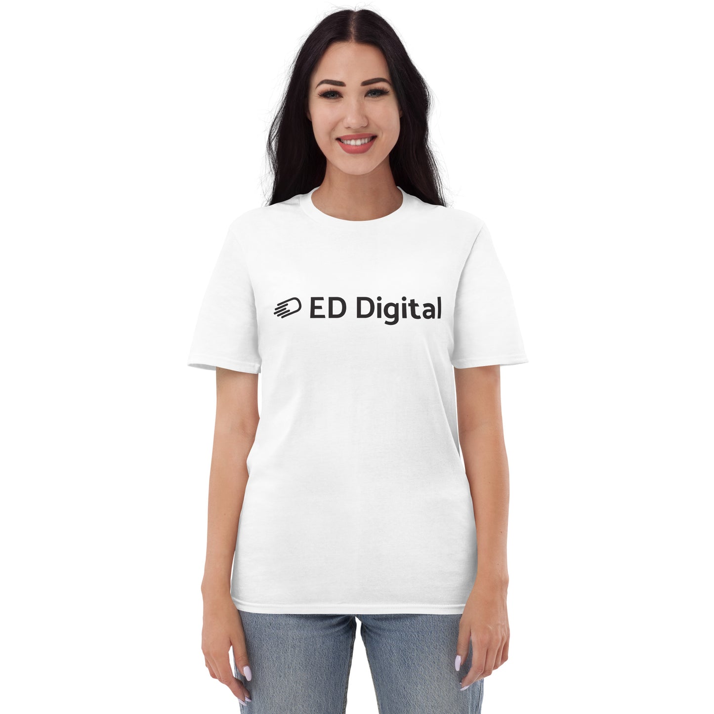 White Short-Sleeve T-Shirt with Black Logo
