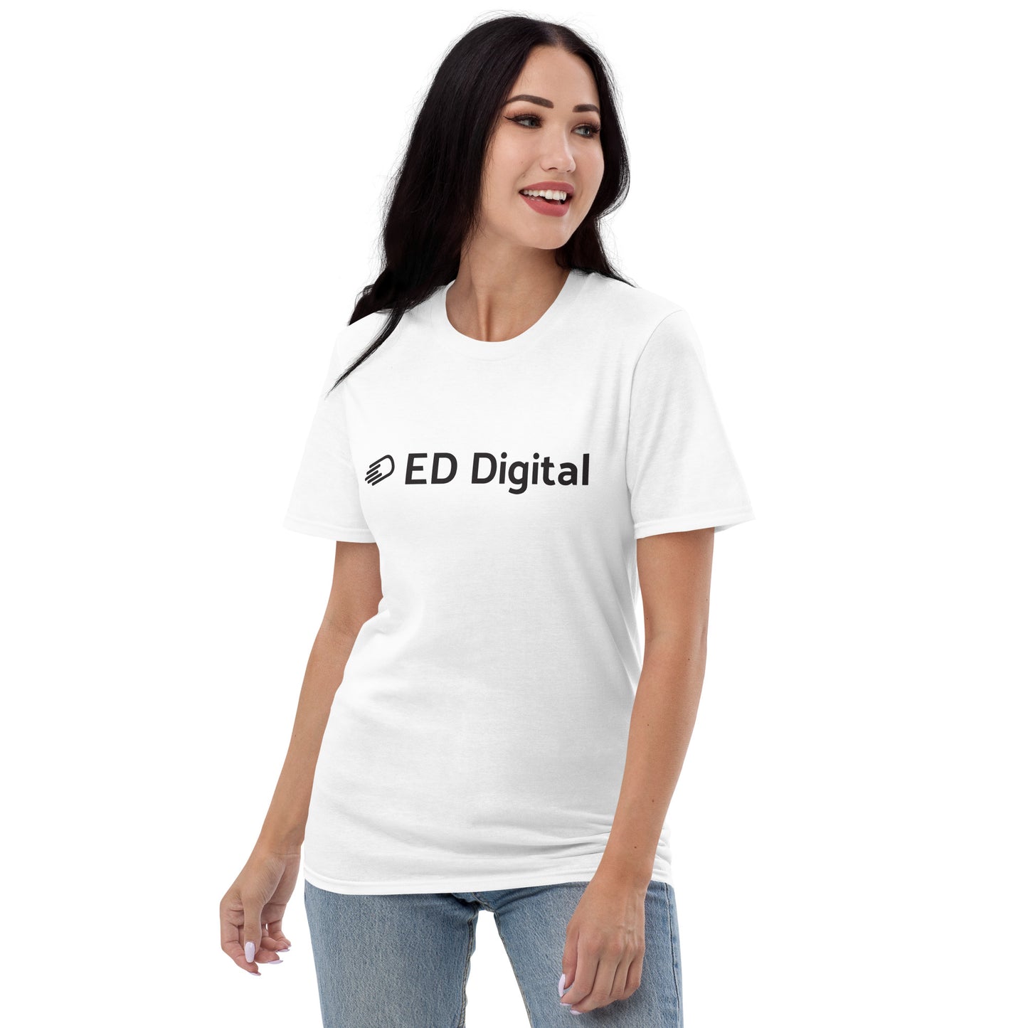 White Short-Sleeve T-Shirt with Black Logo