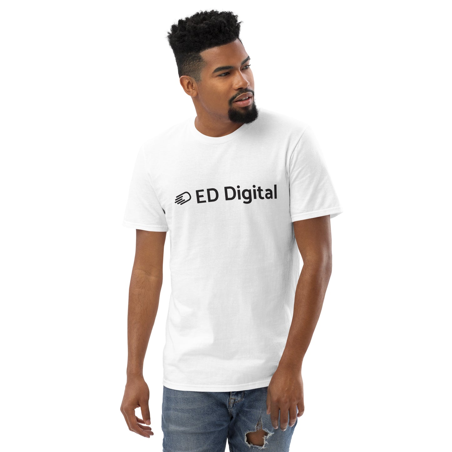 White Short-Sleeve T-Shirt with Black Logo