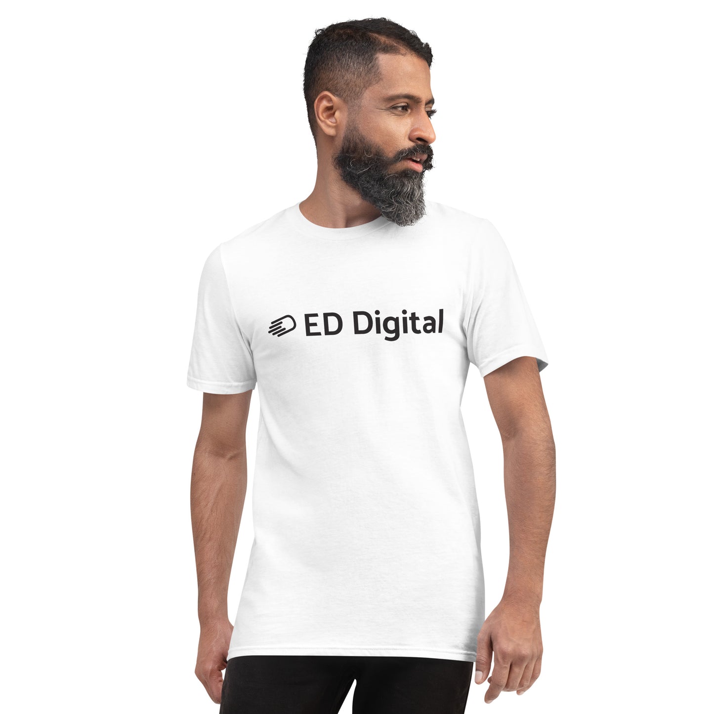 White Short-Sleeve T-Shirt with Black Logo