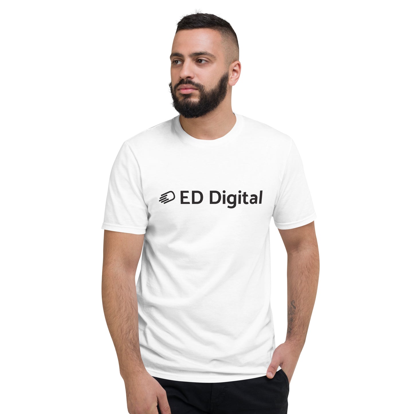 White Short-Sleeve T-Shirt with Black Logo