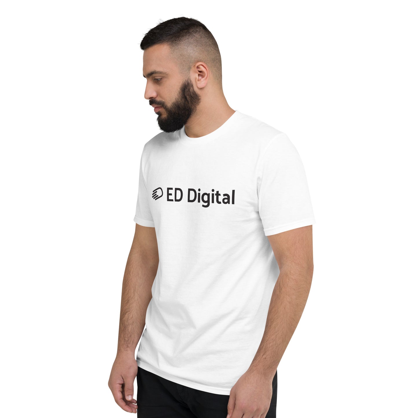 White Short-Sleeve T-Shirt with Black Logo