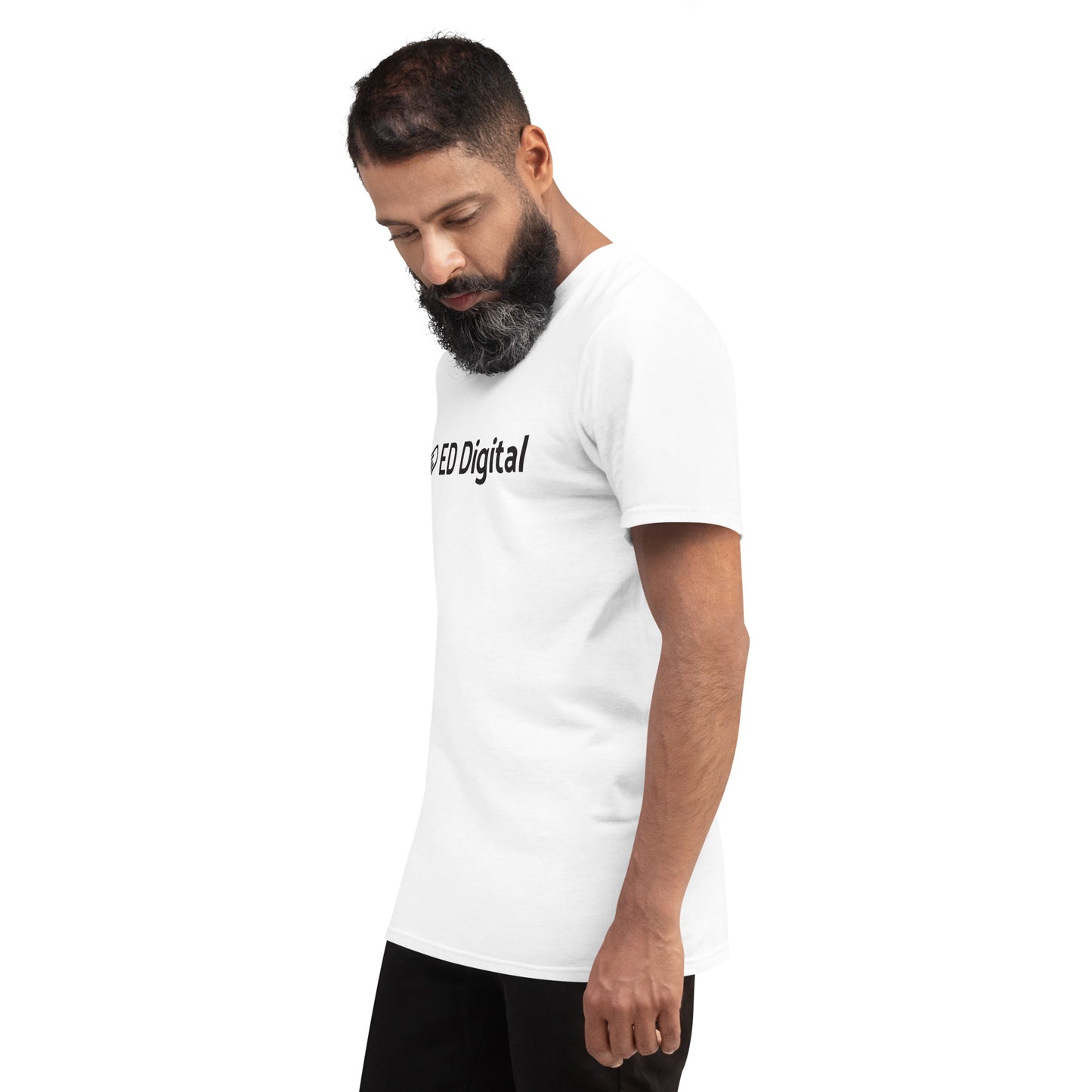 White Short-Sleeve T-Shirt with Black Logo