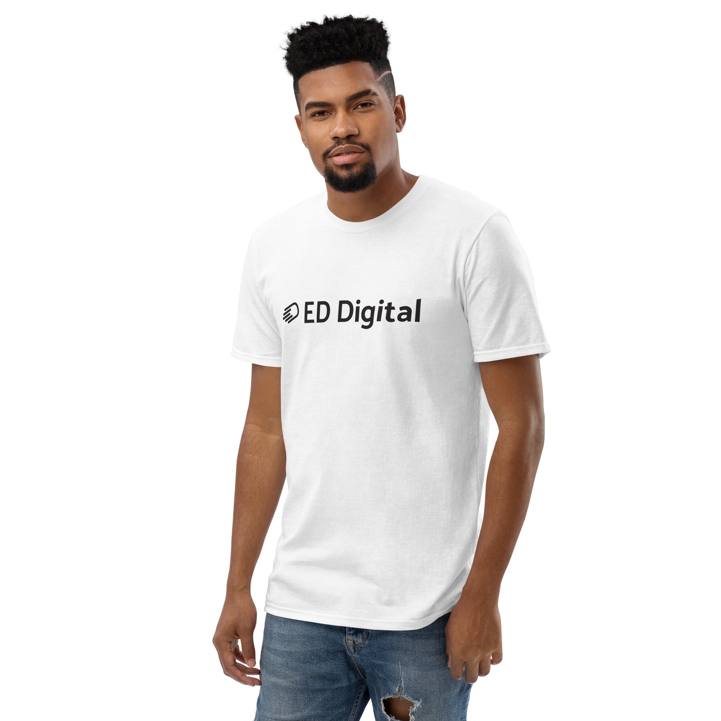 White Short-Sleeve T-Shirt with Black Logo