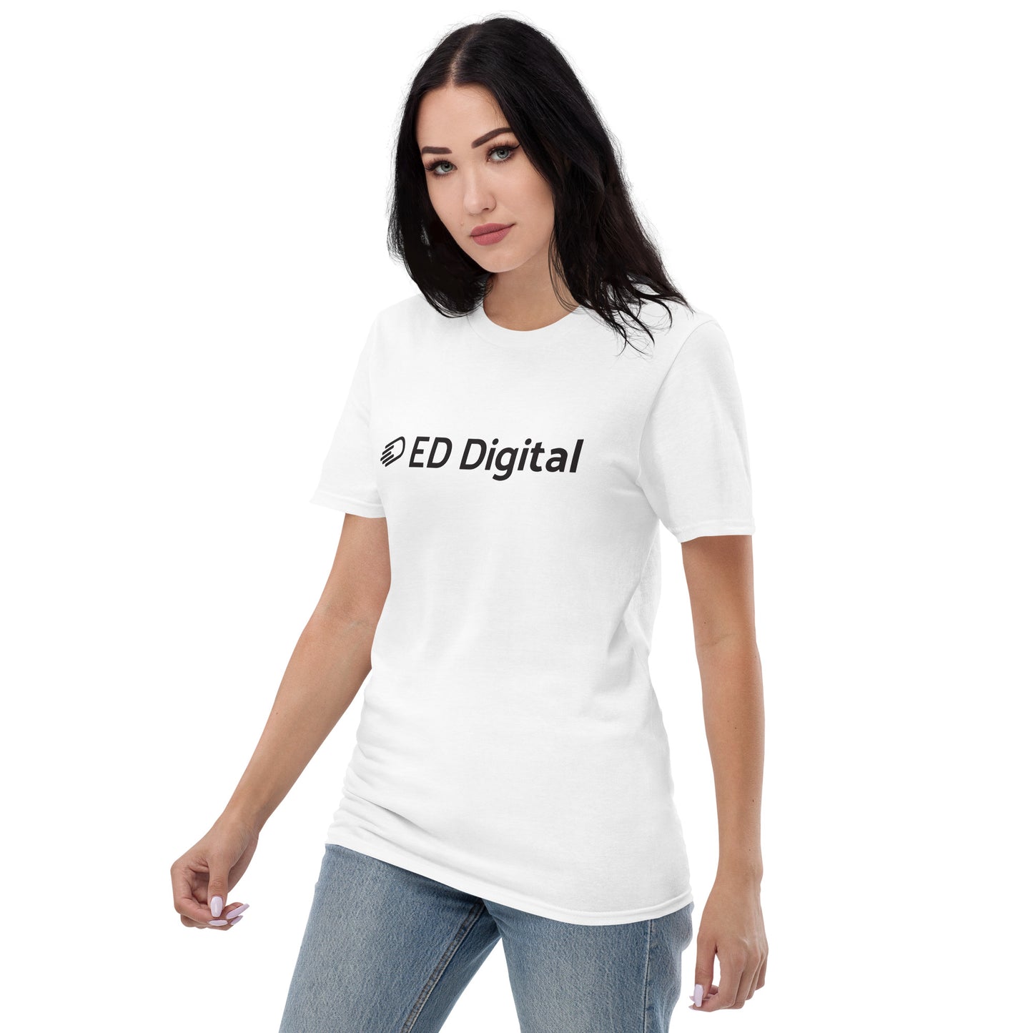 White Short-Sleeve T-Shirt with Black Logo