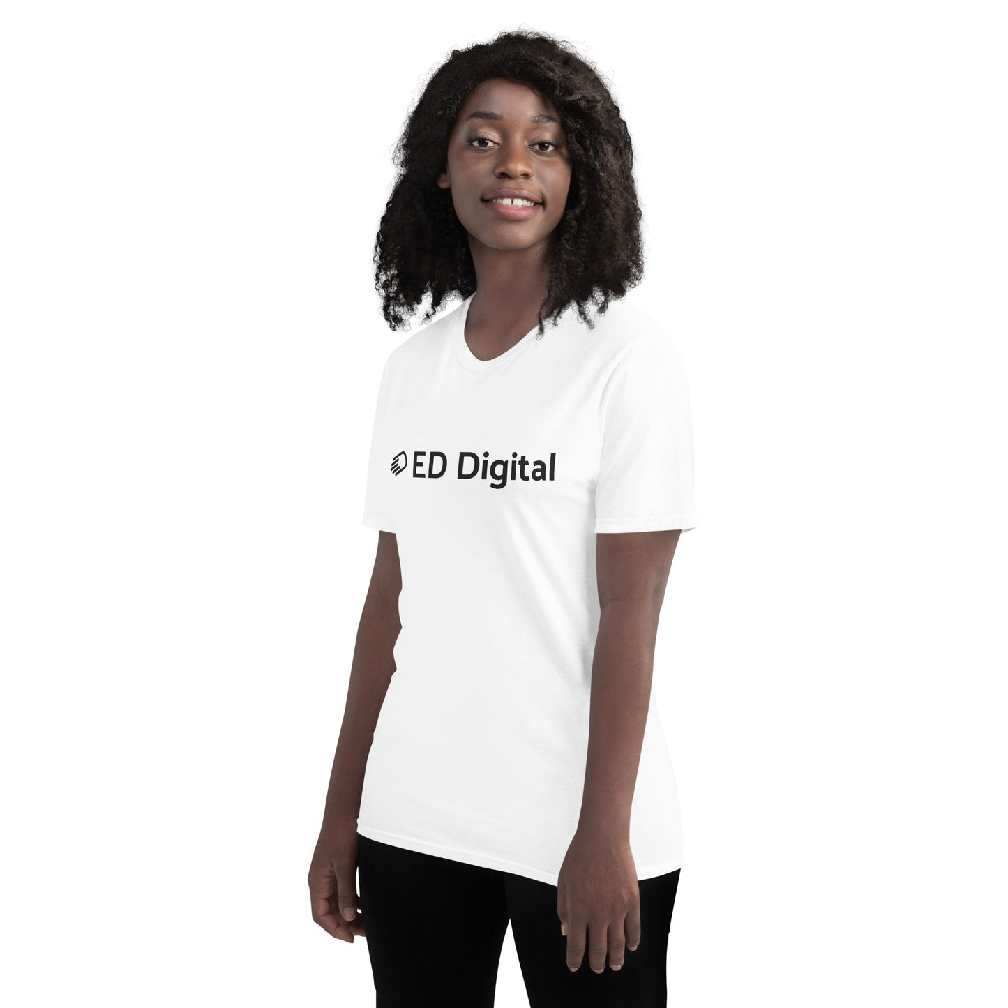 White Short-Sleeve T-Shirt with Black Logo