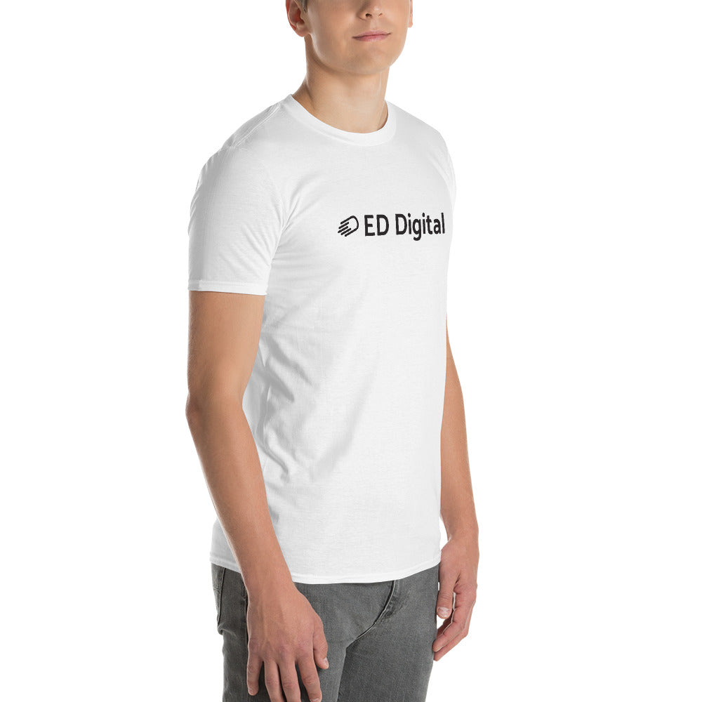 White Short-Sleeve T-Shirt with Black Logo