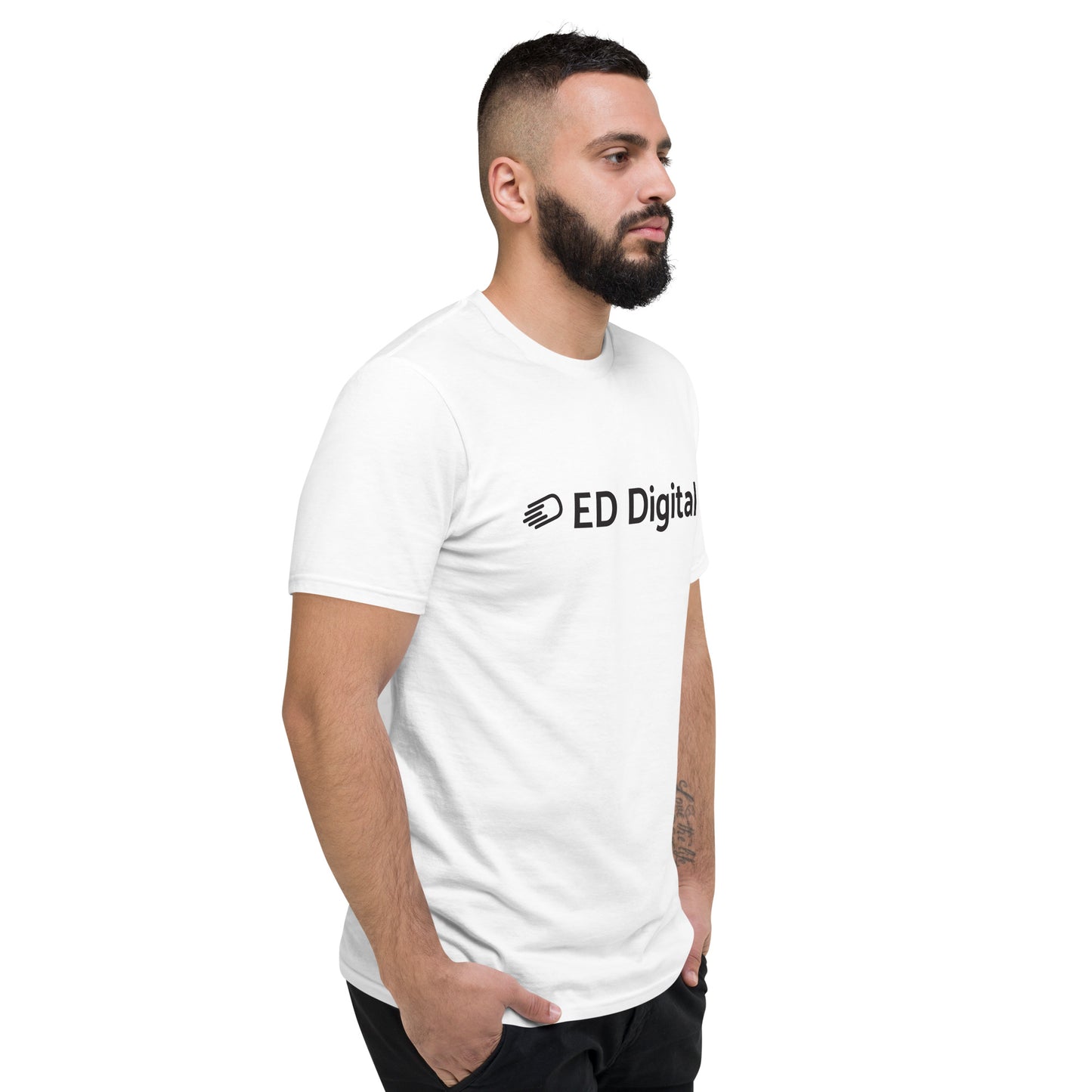 White Short-Sleeve T-Shirt with Black Logo