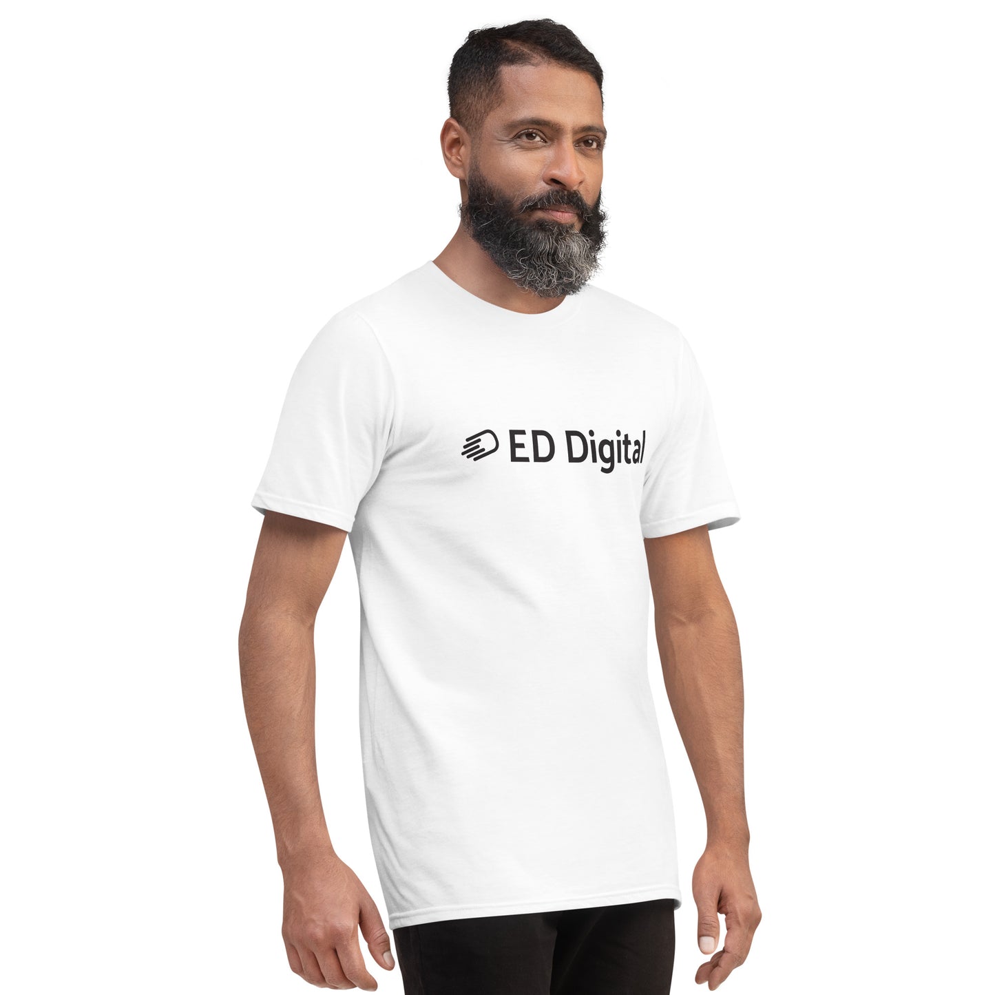 White Short-Sleeve T-Shirt with Black Logo