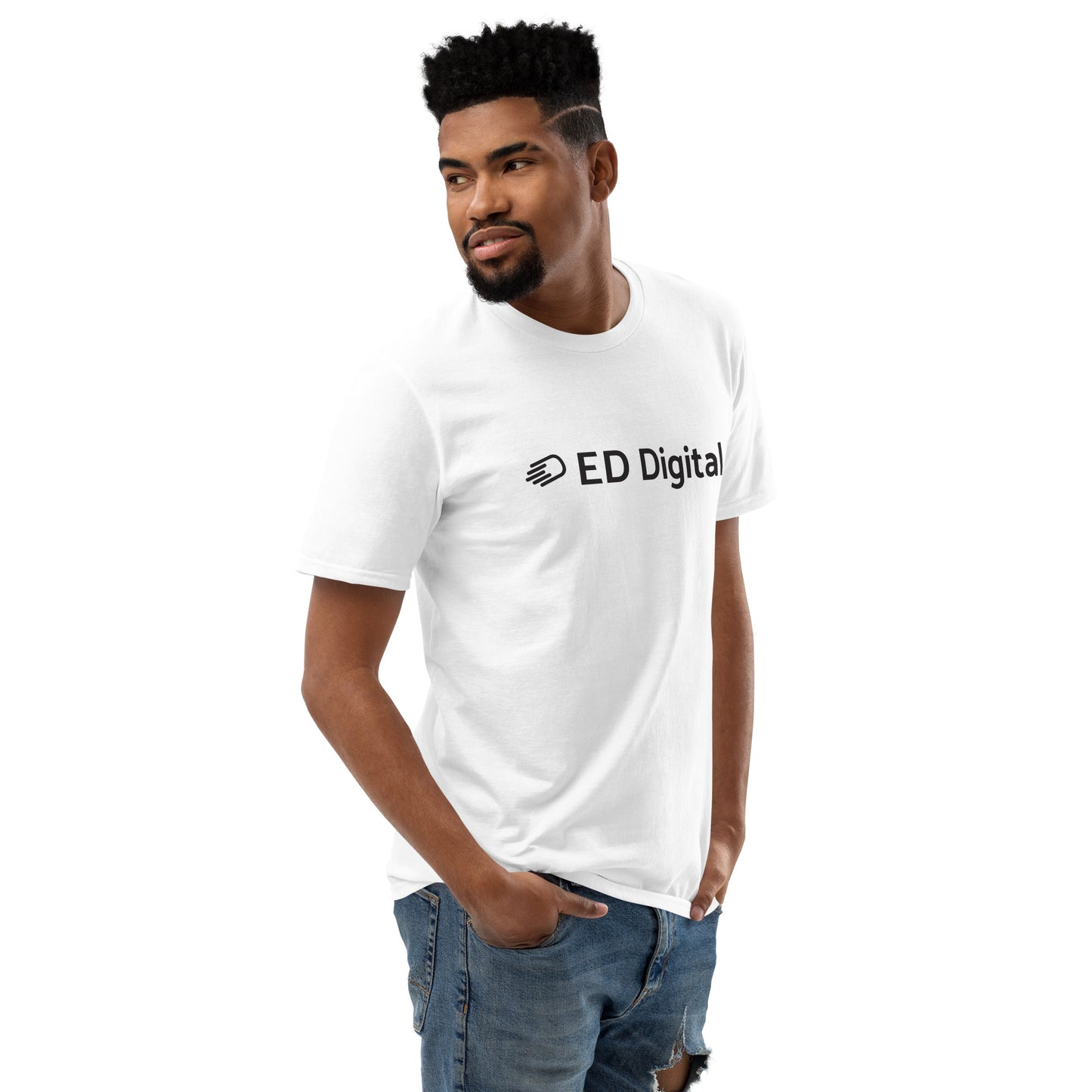 White Short-Sleeve T-Shirt with Black Logo