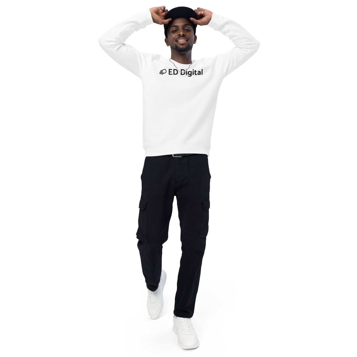White Long Sleeve Shirt with Black Logo