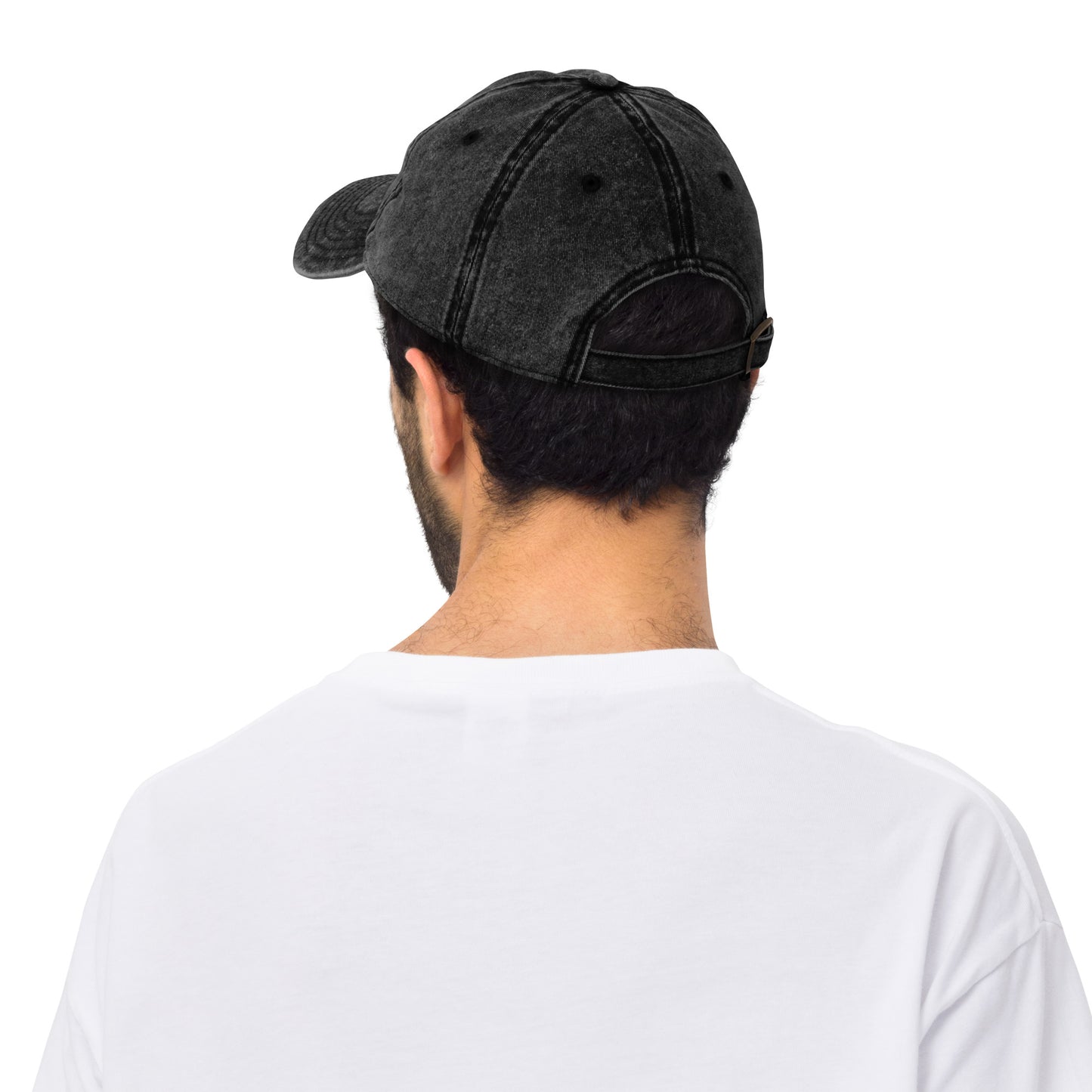 Black Denim Visor with White Logo