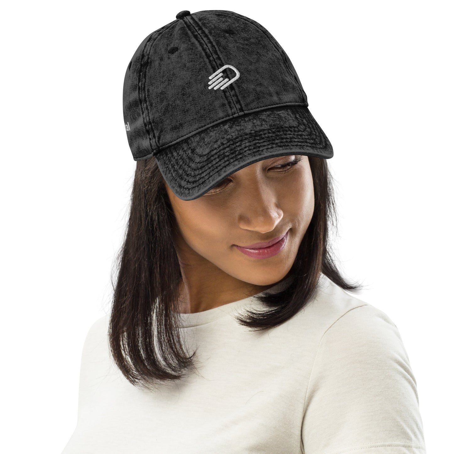 Black Denim Visor with White Logo
