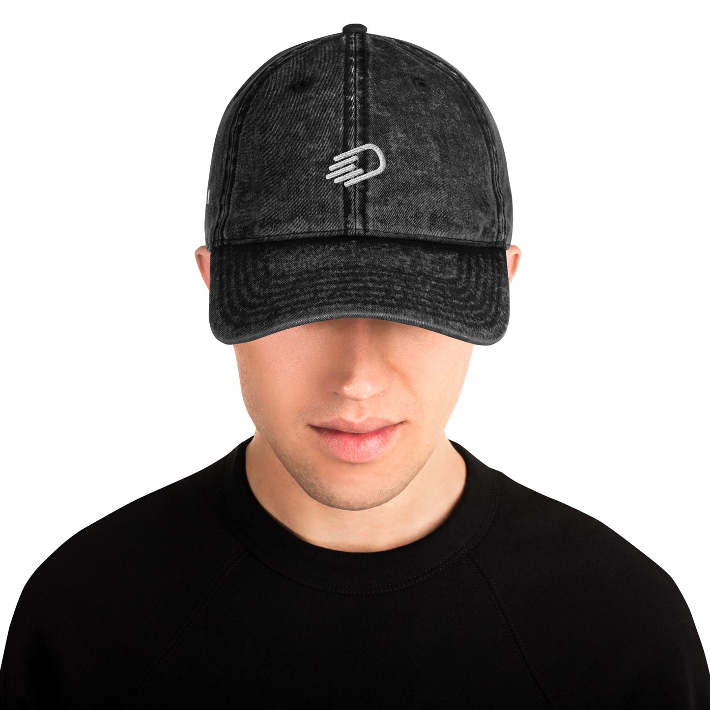 Black Denim Visor with White Logo