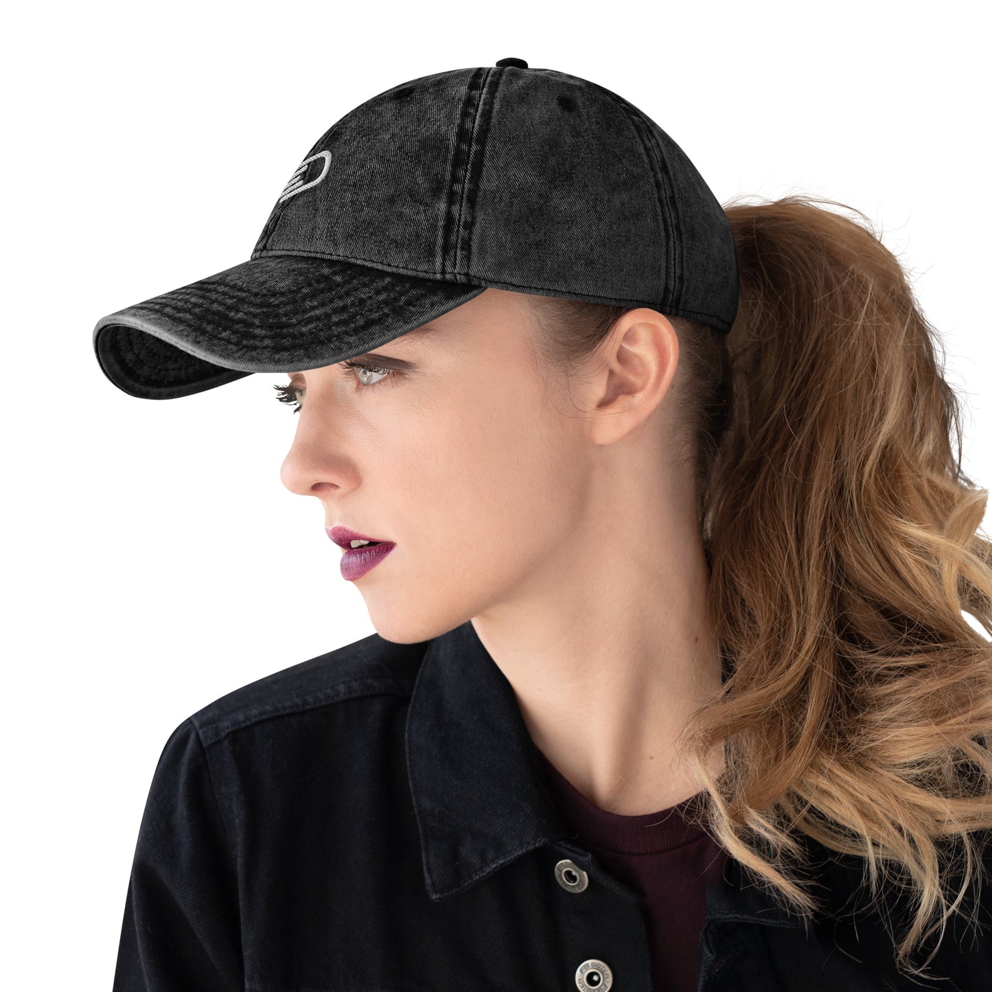 Black Denim Visor with White Logo