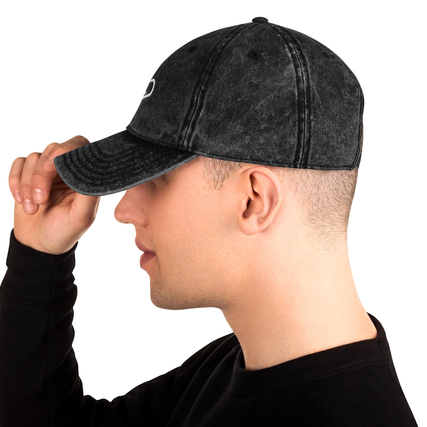 Black Denim Visor with White Logo