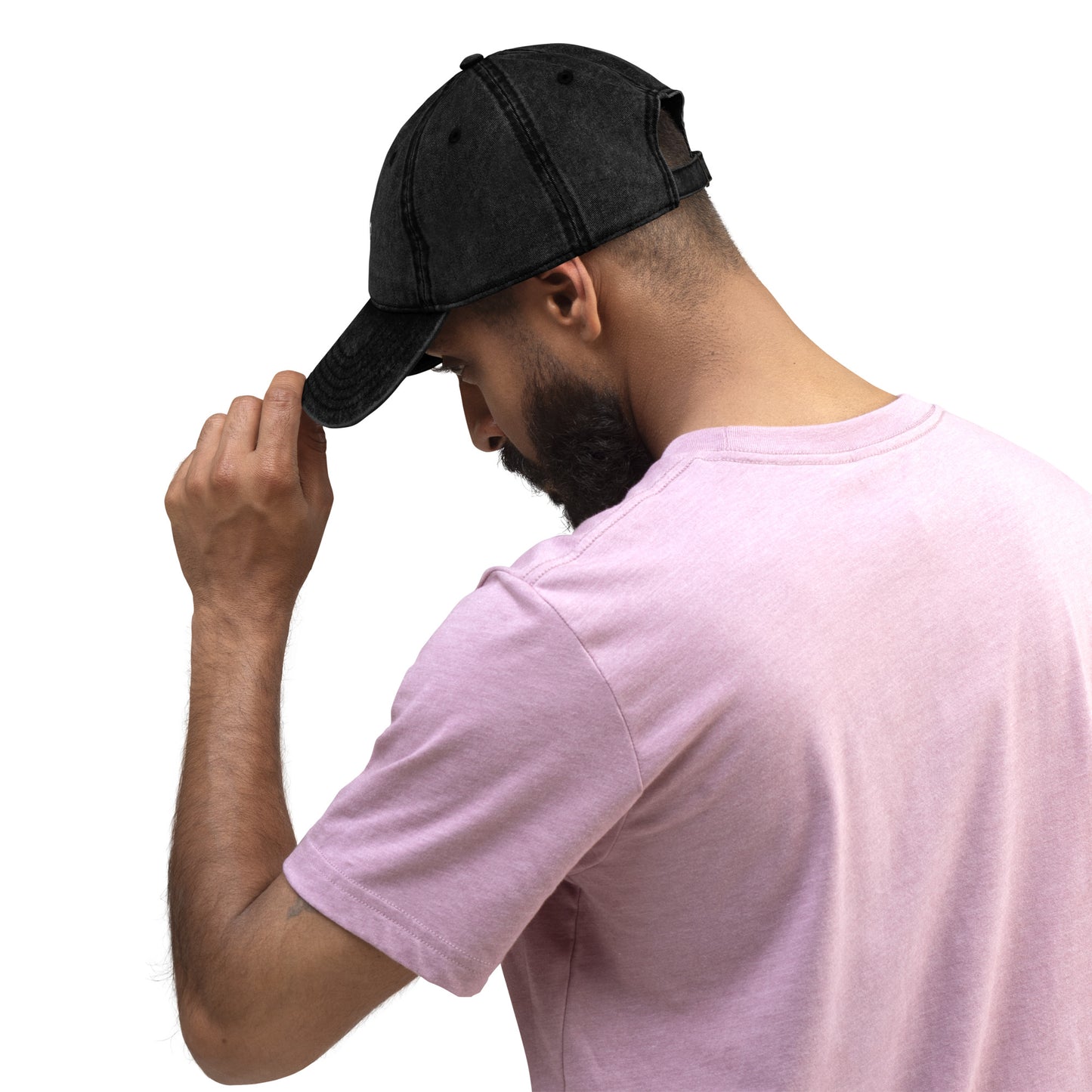 Black Denim Visor with White Logo