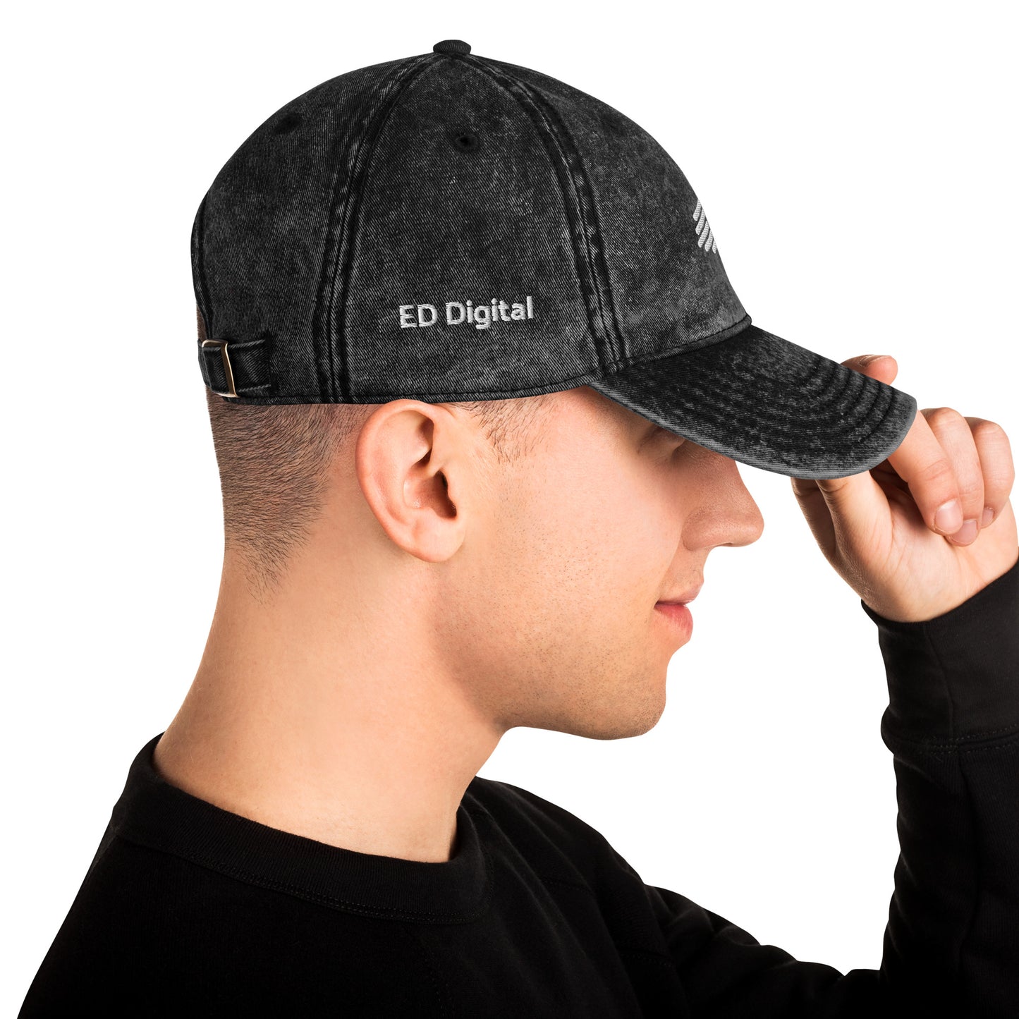 Black Denim Visor with White Logo