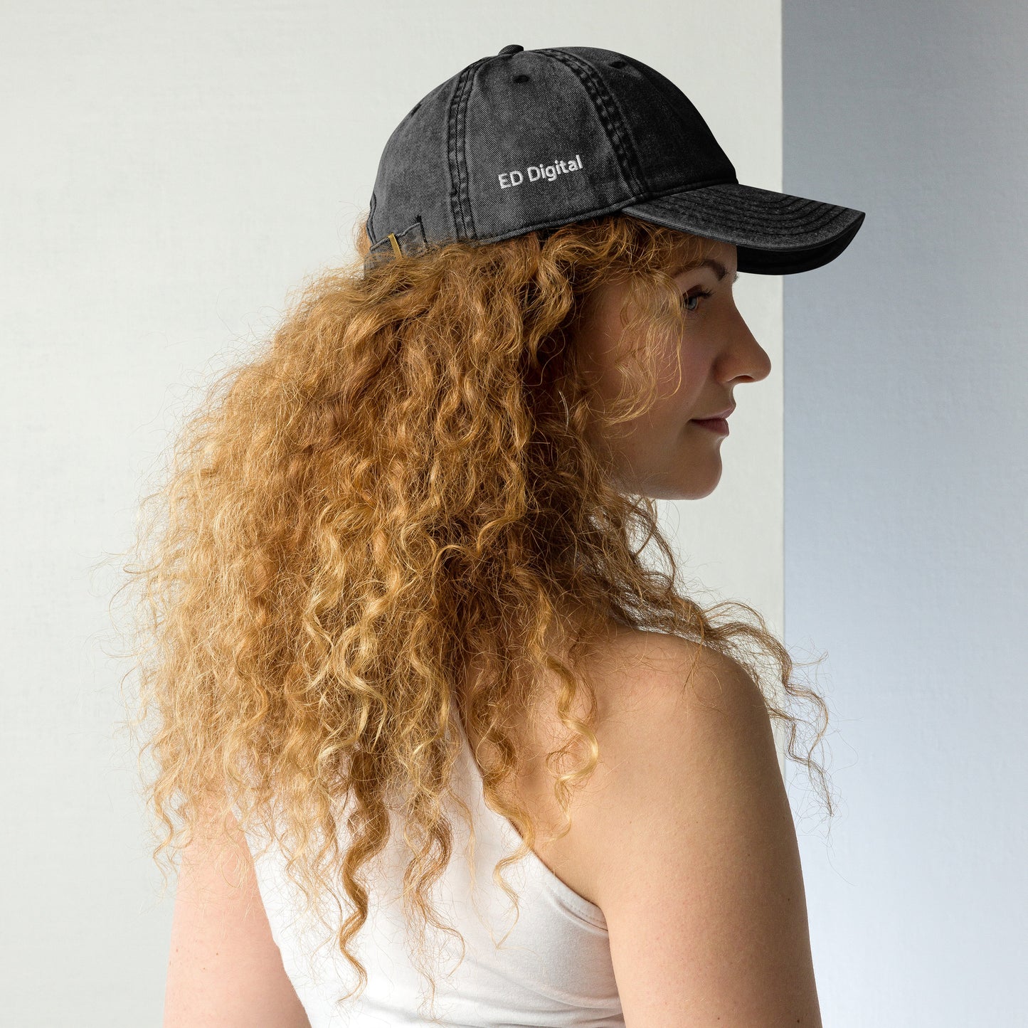 Black Denim Visor with White Logo