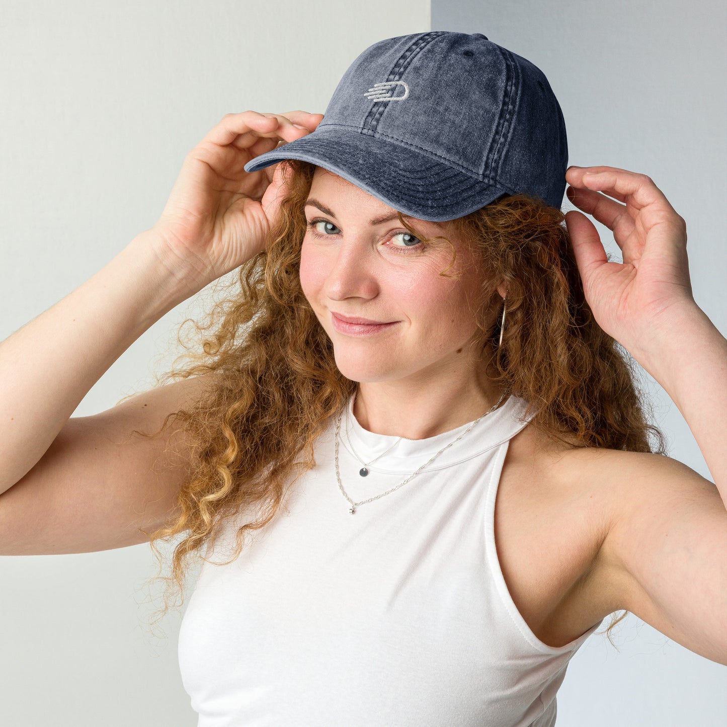 Blue Denim Visor with White Logo