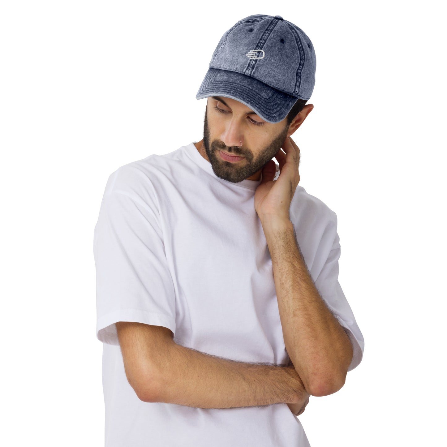 Blue Denim Visor with White Logo