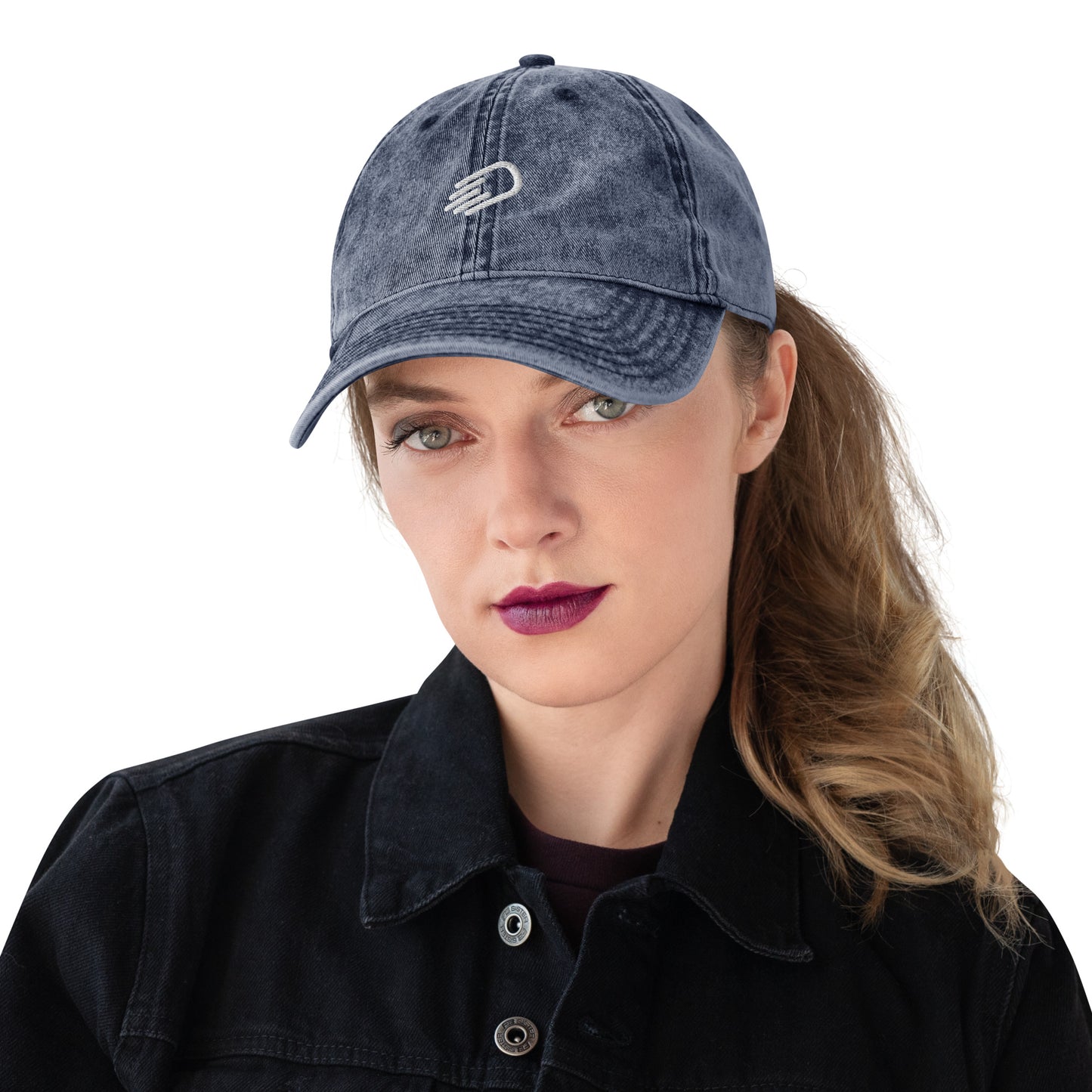 Blue Denim Visor with White Logo