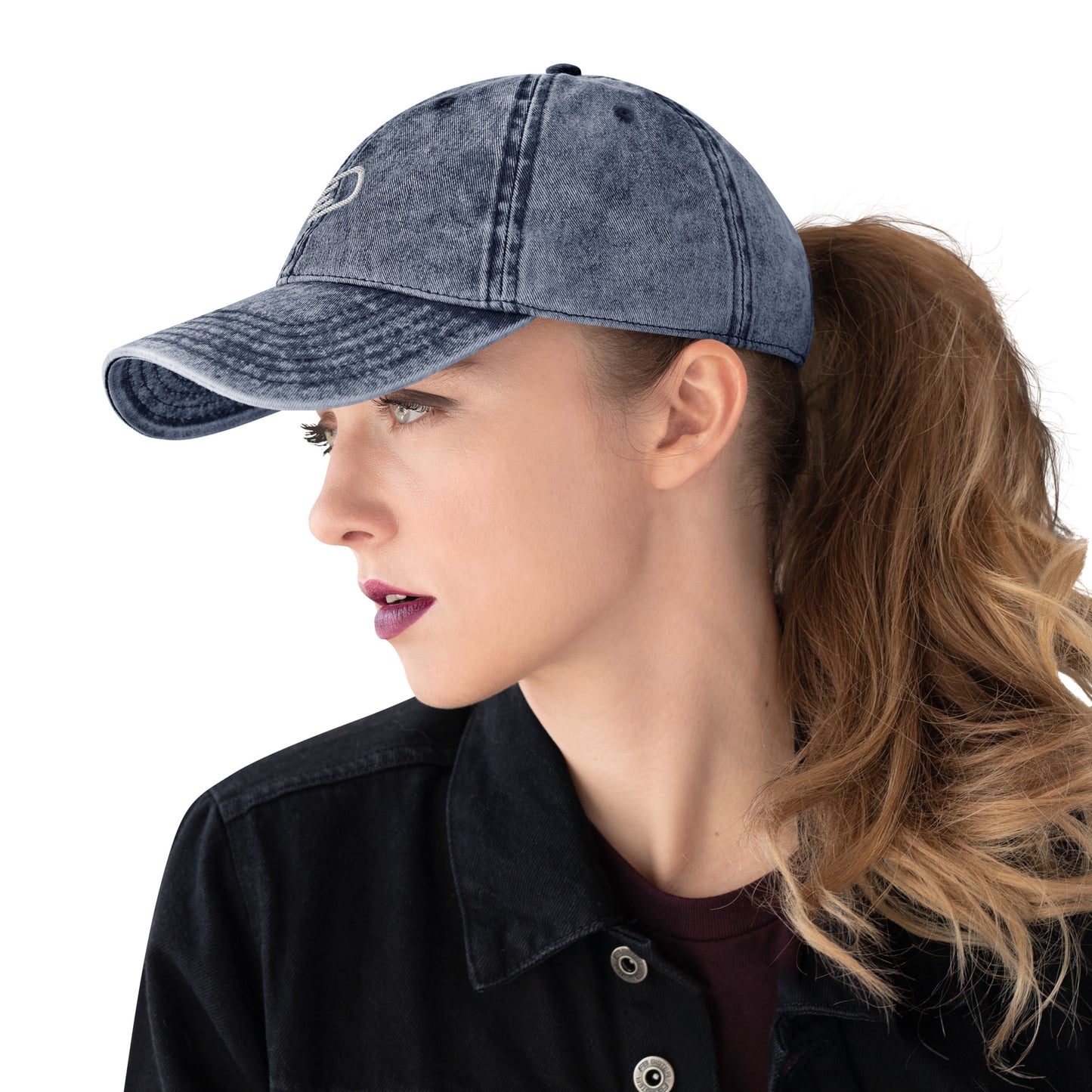 Blue Denim Visor with White Logo