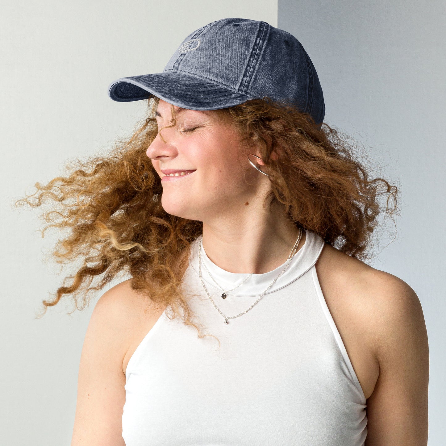 Blue Denim Visor with White Logo