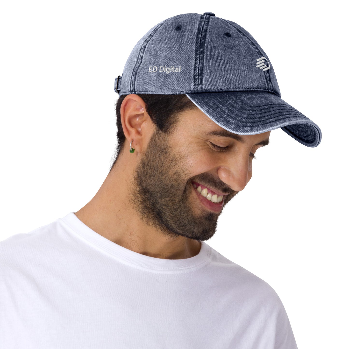 Blue Denim Visor with White Logo