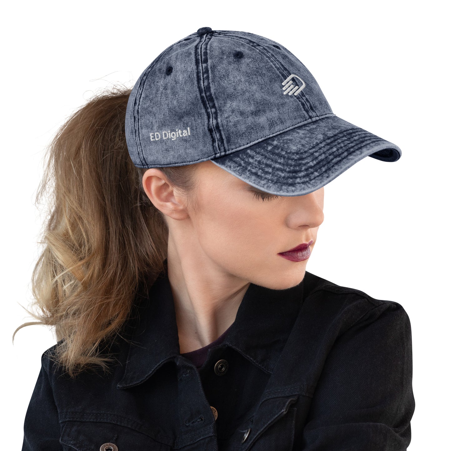 Blue Denim Visor with White Logo
