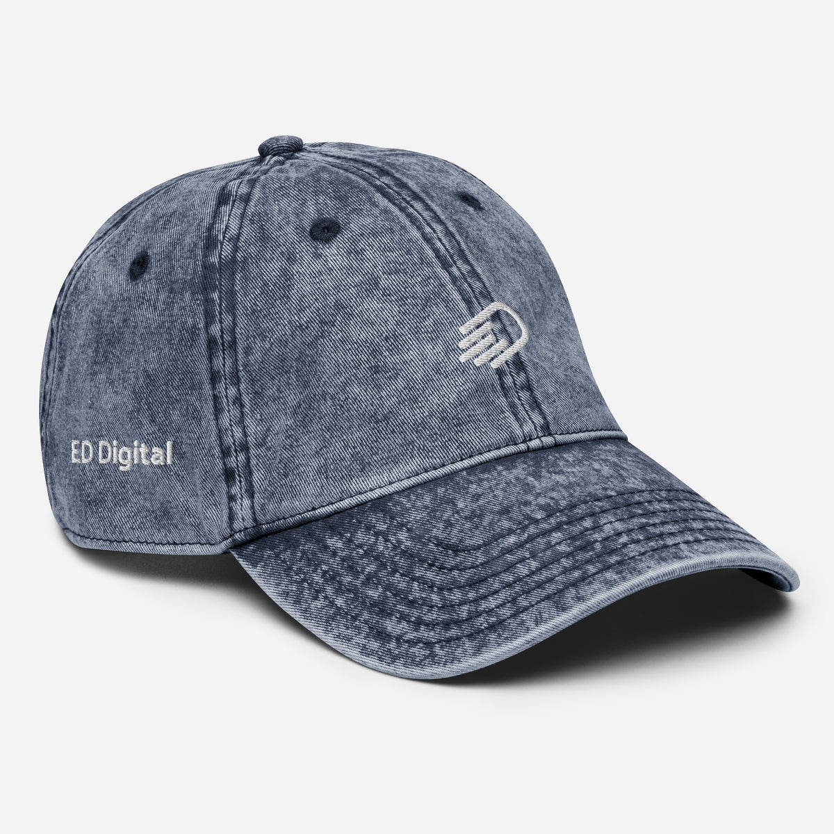 Gorra Azul de Mahón con Logo Blanco
